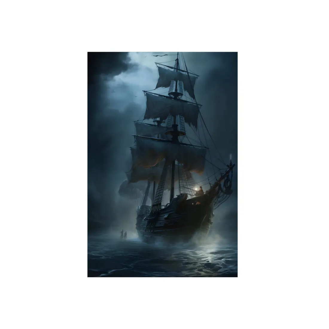 Pirate Ghost Ship Sails at Sea: Mysterious Maritime Art - Metal Poster
