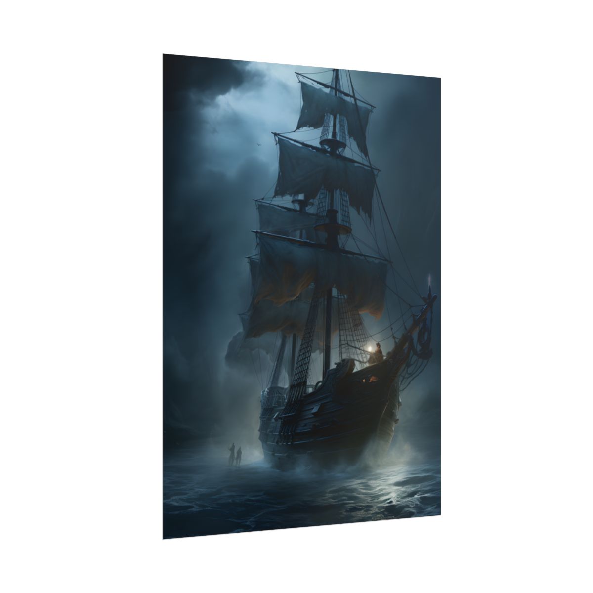 Pirate Ghost Ship Sails at Sea: Mysterious Maritime Art - Poster