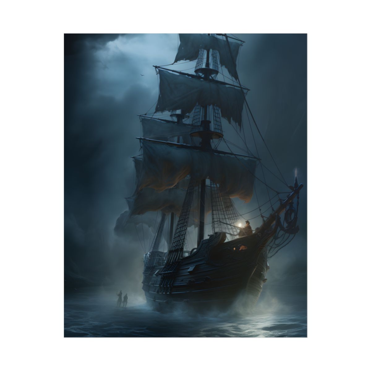 Pirate Ghost Ship Sails at Sea: Mysterious Maritime Art - Poster