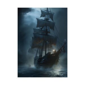 Old Sailing Ship at Night Poster