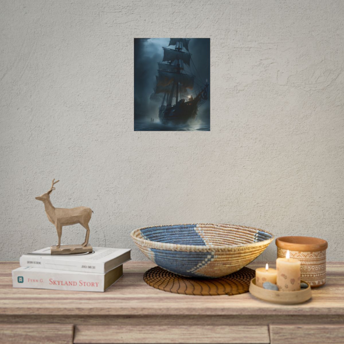 Pirate Ghost Ship Sails at Sea: Mysterious Maritime Art - Poster