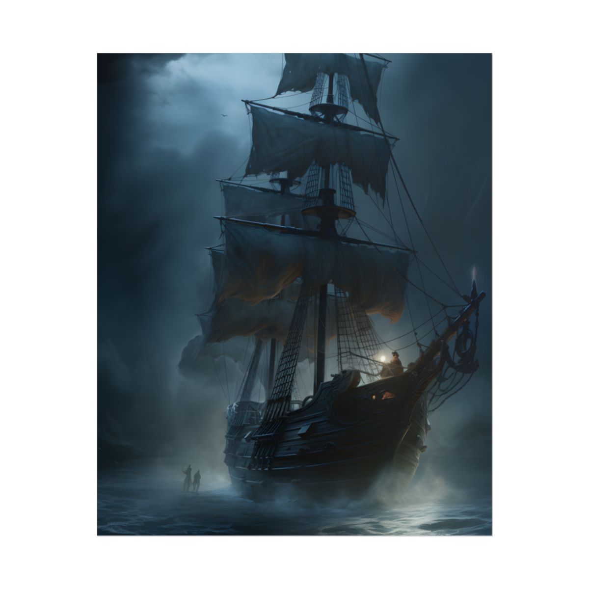 Pirate Ghost Ship Sails at Sea: Mysterious Maritime Art - Poster