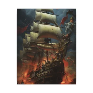 Tall Ship in Stormy Sea Canvas Print