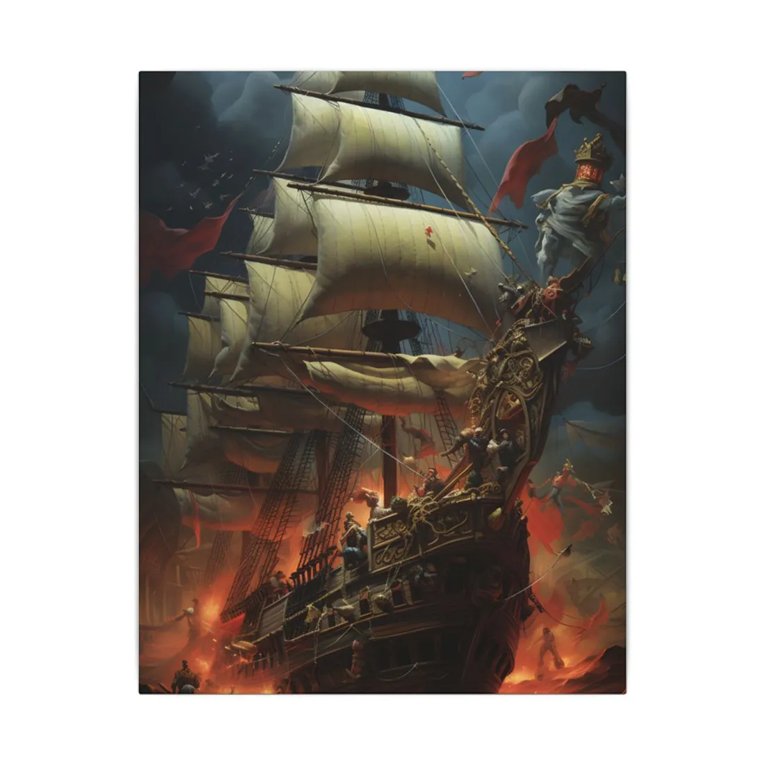 Pirate's Sunset Escape: A Moment on the Beach - Canvas