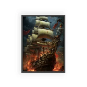 Tall Ship in Stormy Sea Framed Poster