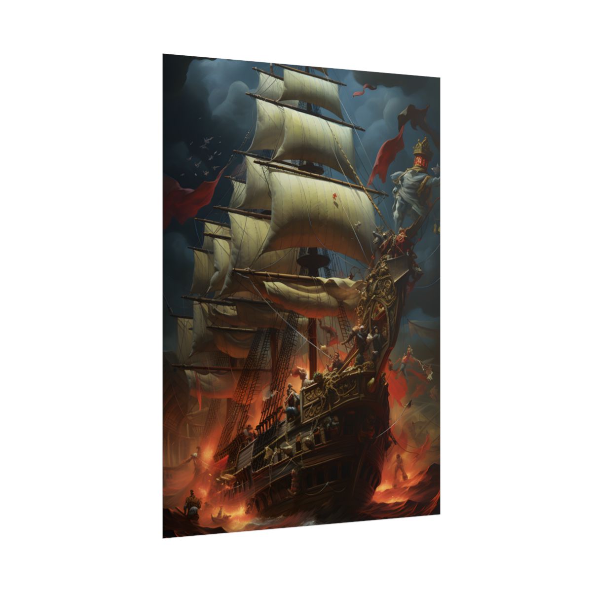 Grand Pirate Ship: Ornate Vessel in Battle – Poster, side view