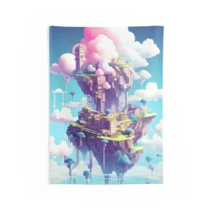 Floating Island with Clouds Wall Tapestry