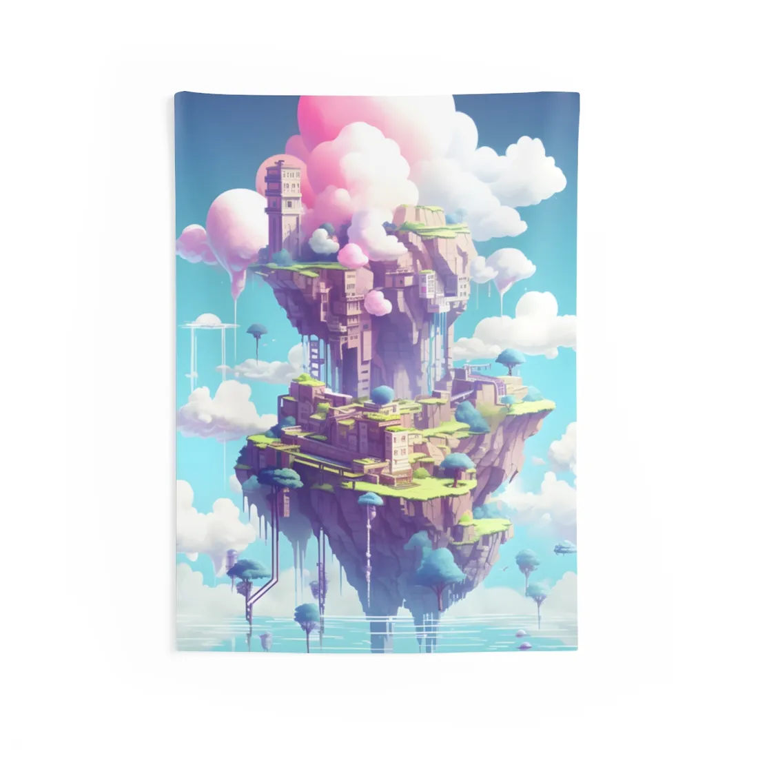 Pixel Art Cyber-Pet: Futuristic City - Wall Tapestry