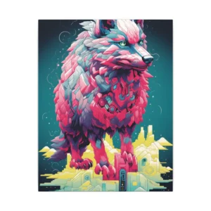 Neon Crystal Wolf Canvas Print