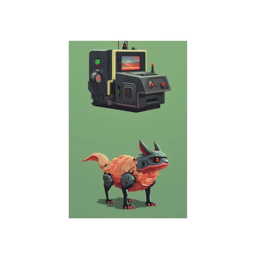 Pixel Art Cyber Pets: Gamified Friends - Metal Poster