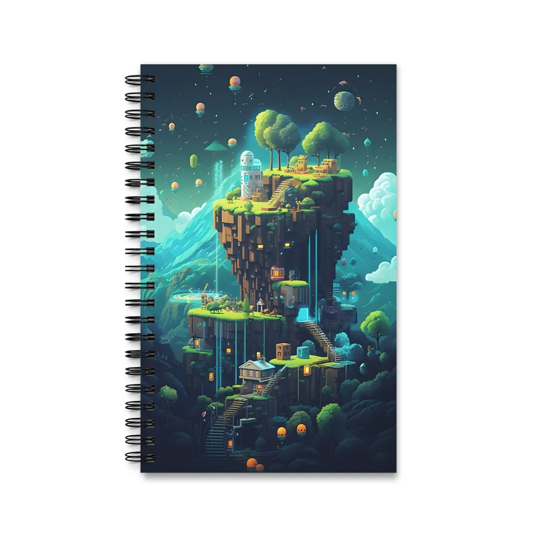 Pixel Art Cyber Pets: Urban Exploration - Spiral Notebook