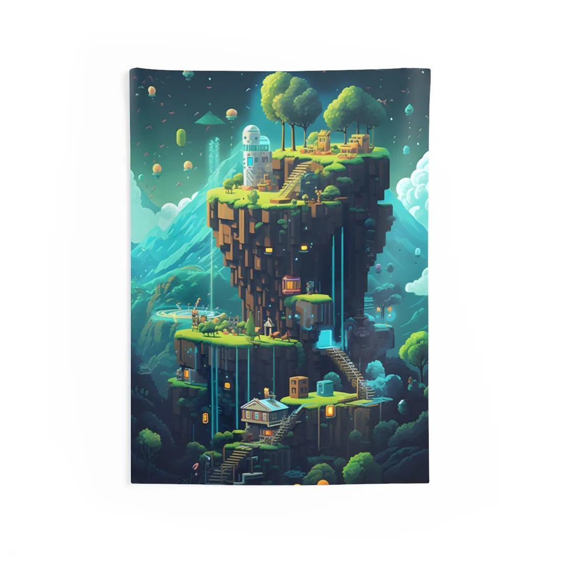 Pixel Art Cyber Pets: Urban Exploration - Wall Tapestry