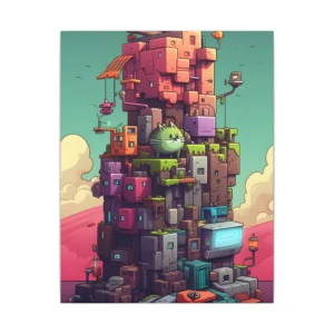 Stacked Block Tower with Cats Canvas Print