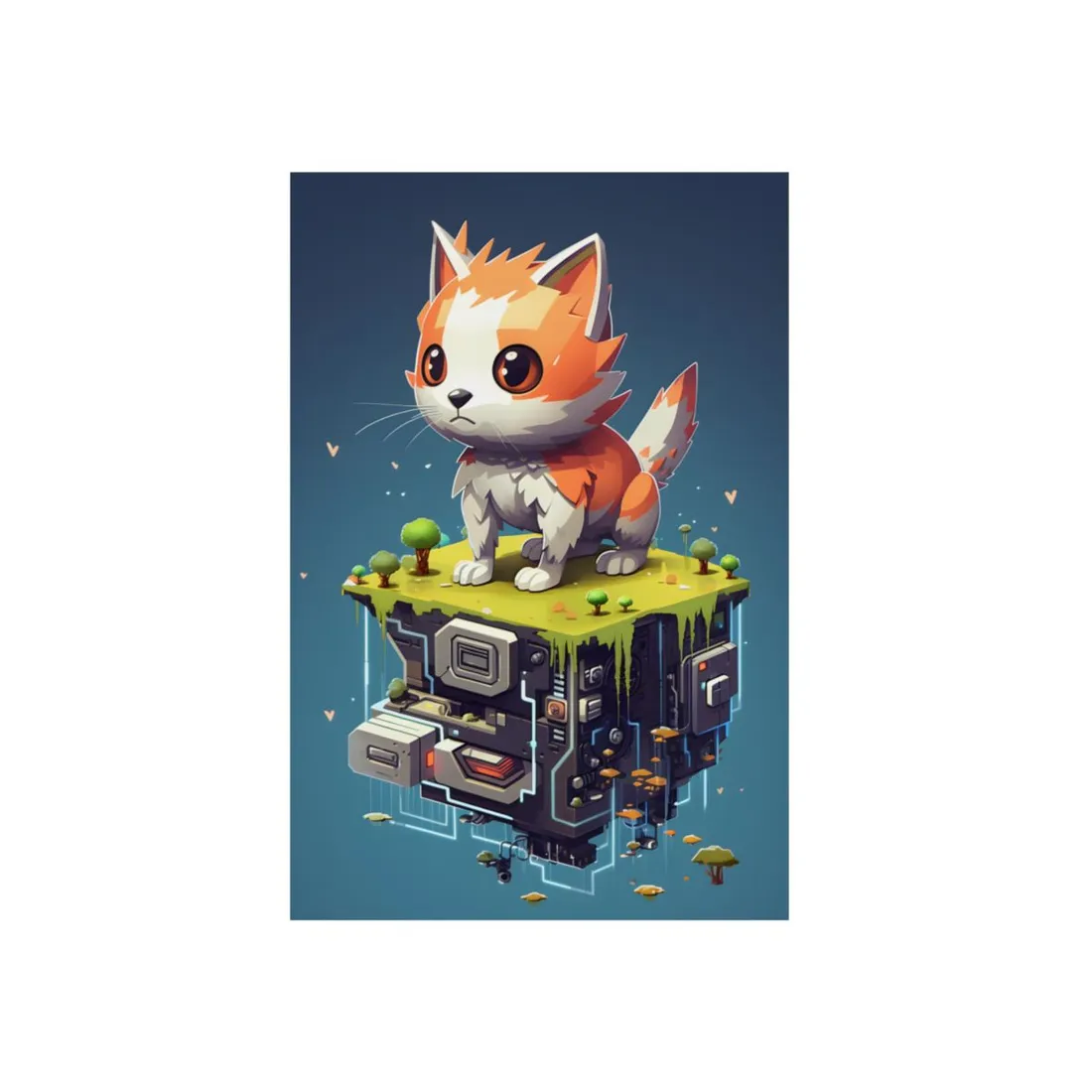 Pixel Cyber Pet: Cute Cat Companion - Metal Poster