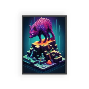 Purple Creature on Floating Island Framed Poster