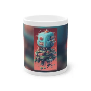 Robot Head Floating City Mug