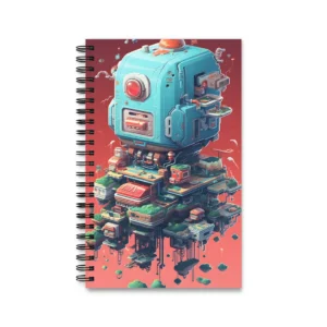 Robot Head Floating City Spiral Notebook