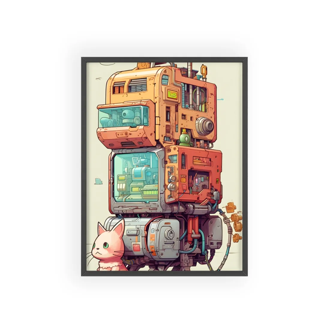 Pixel Perfect Cyber-Pet: Whimsical Gamified Art - Framed Poster