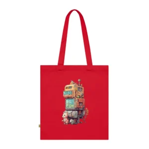 Robot with Pink Cat Tote Bag