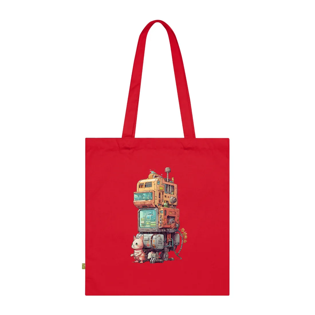 Pixel Perfect Cyber-Pet: Whimsical Gamified Art - Tote Bag (Classic Red)