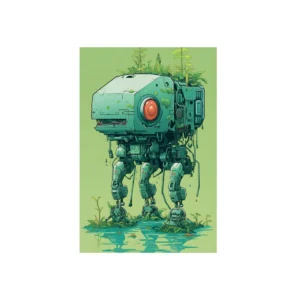 Overgrown Walking Robot Metal Poster