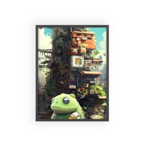 Creature Beside Monitor Tower Framed Poster