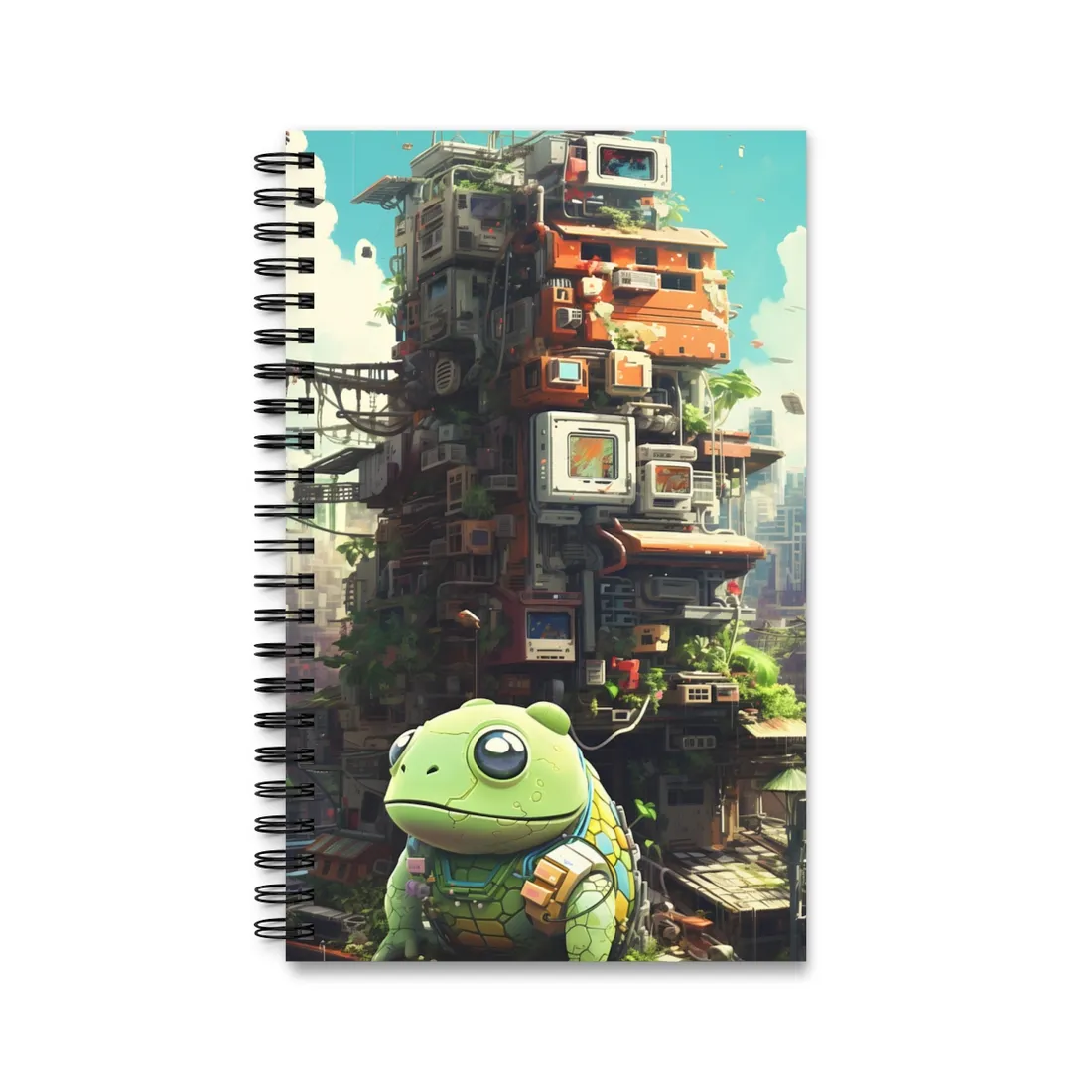 Pixel Play: Colorful Cyberpet Community - Spiral Notebook