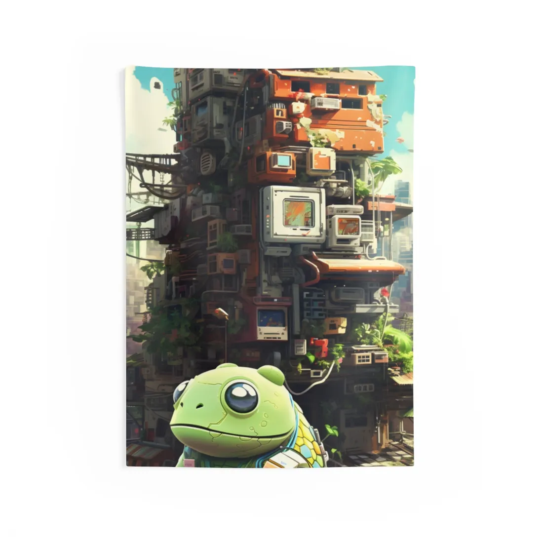 Pixel Play: Colorful Cyberpet Community - Wall Tapestry