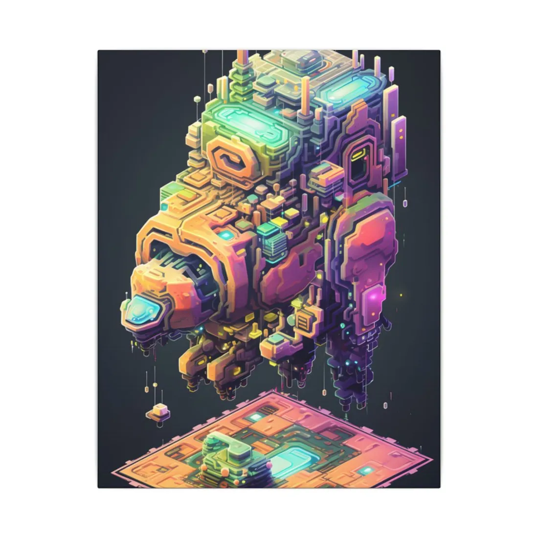 Pixel Punk Pets: Digital Artwork of Cyber-Pets in Pixelated World - Canvas
