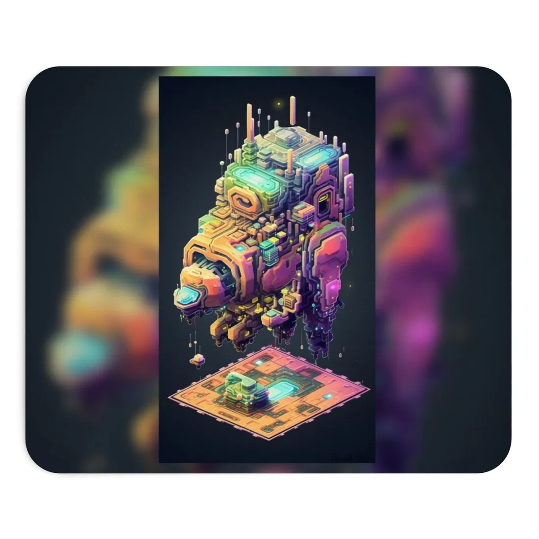 Pixel Punk Pets: Digital Artwork of Cyber-Pets in Pixelated World - Mouse Pad