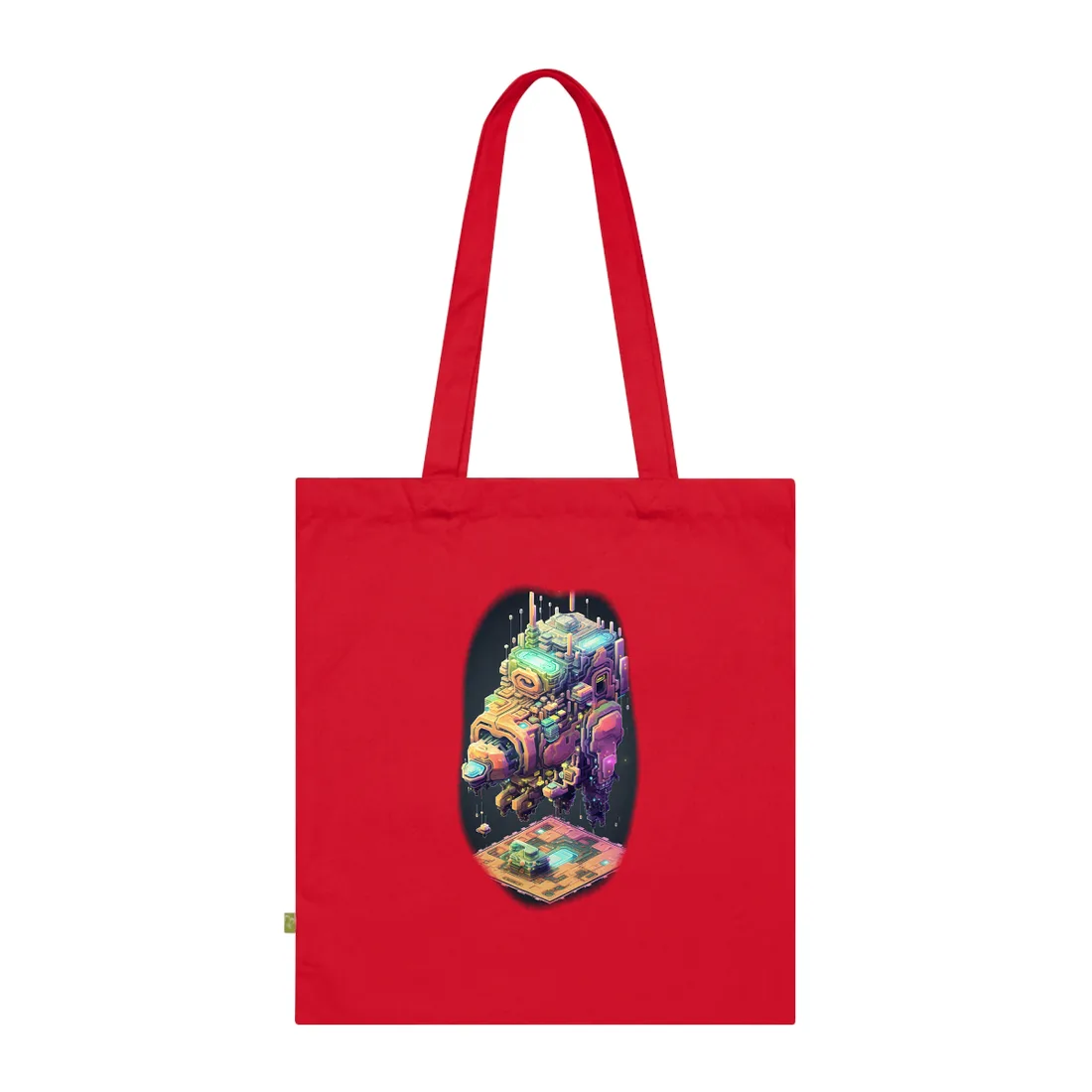 Pixel Punk Pets: Digital Artwork of Cyber-Pets in Pixelated World - Tote Bag (Classic Red)