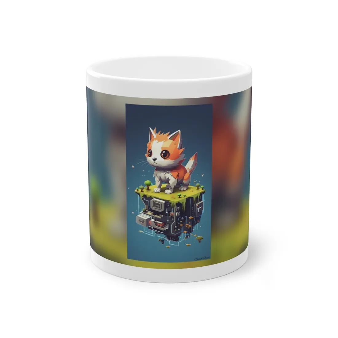 Pixelated City Streets: Cyberpunk Digital Art - Mug