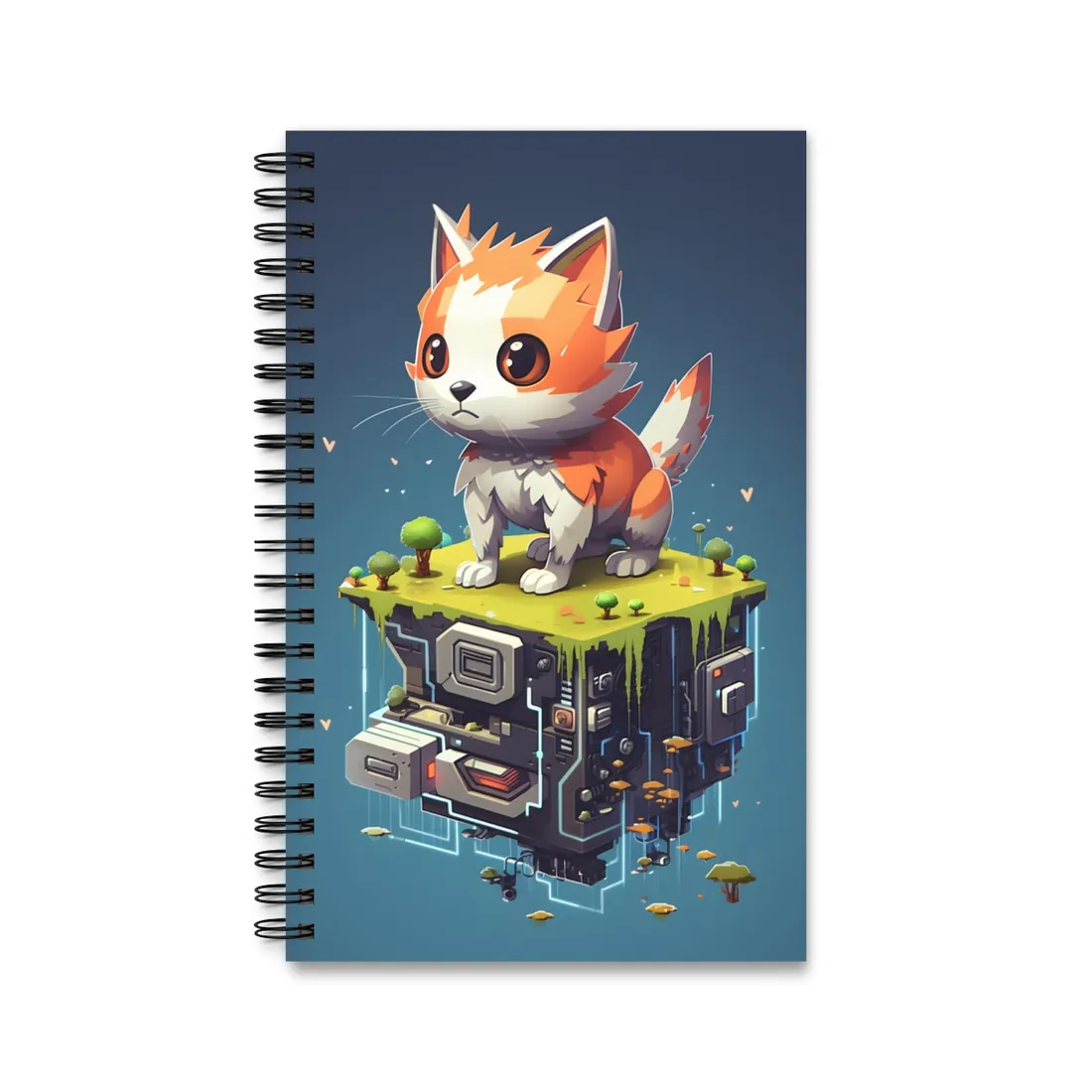 Pixelated City Streets: Cyberpunk Digital Art - Spiral Notebook