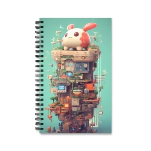 Bunny Creature on Machine Tower Spiral Notebook