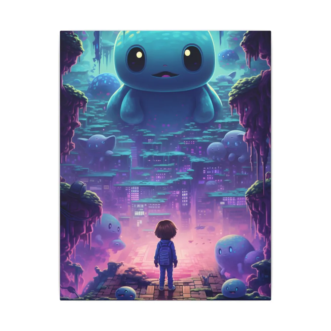 Pixelated Cyber-Pet: Digital Art in Colorful Pixels - Canvas