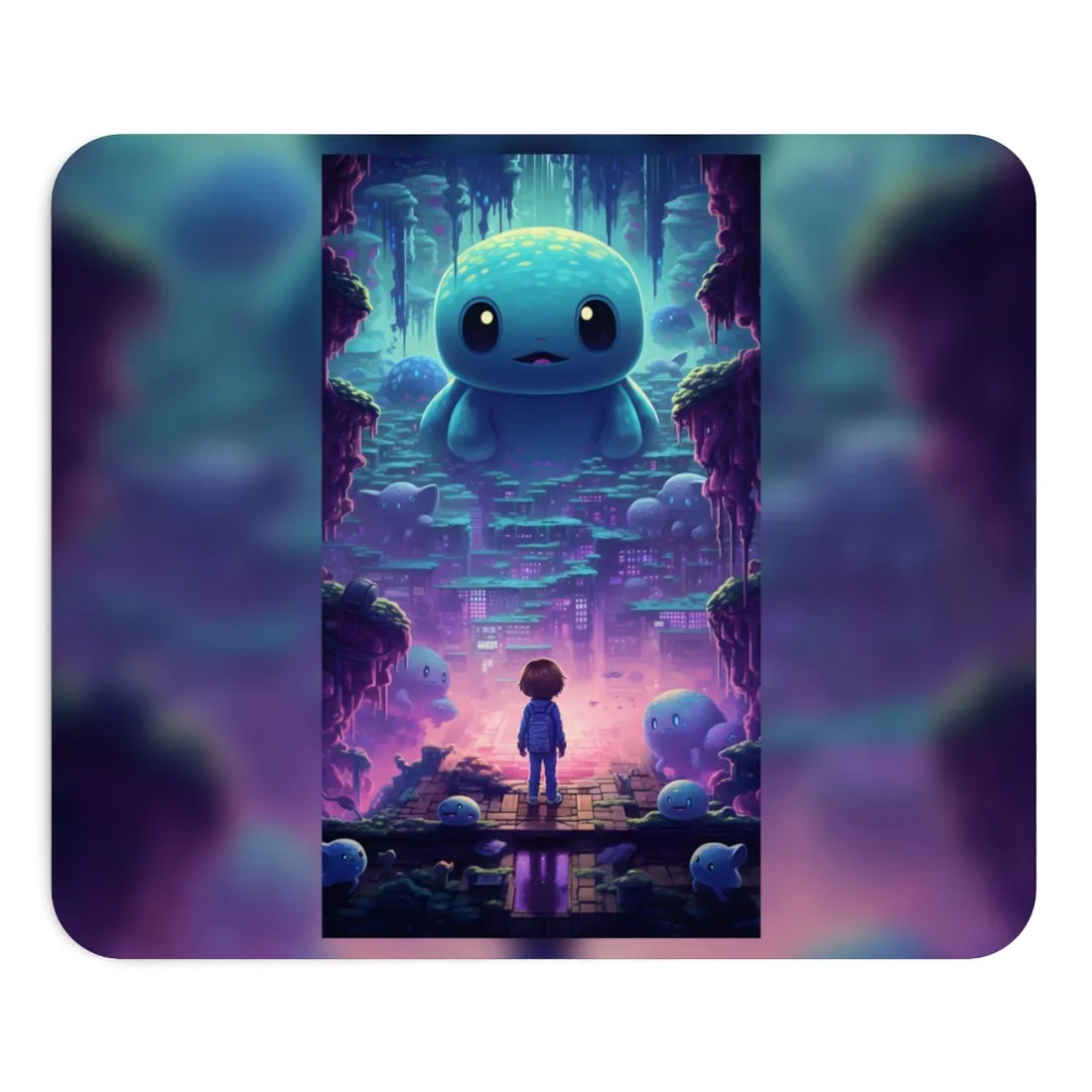 Pixelated Cyber-Pet: Digital Art in Colorful Pixels - Mouse Pad