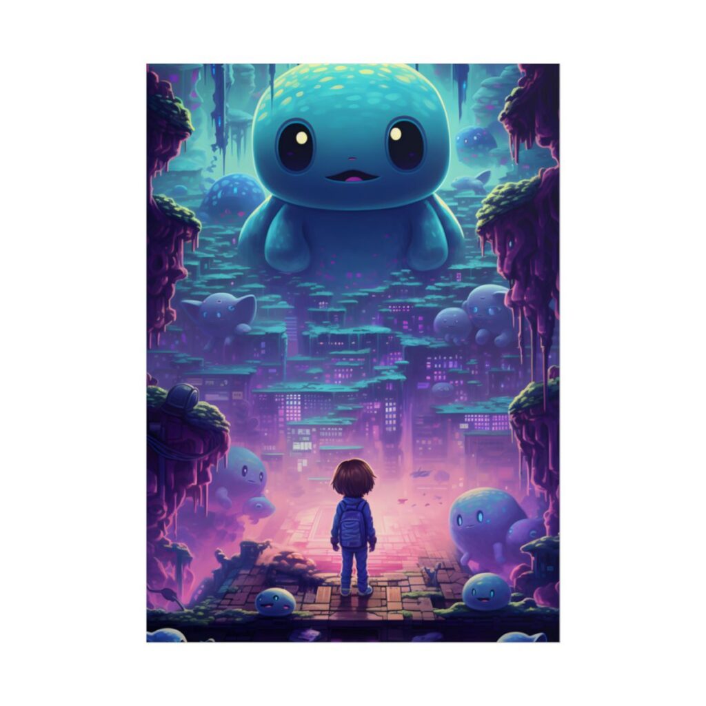 Pixelated Cyber-Pet: Digital Art in Colorful Pixels - Poster