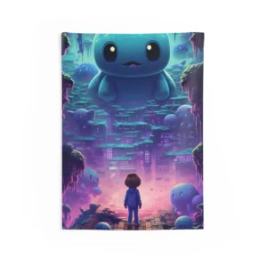 Child Among Glowing Creatures Wall Tapestry