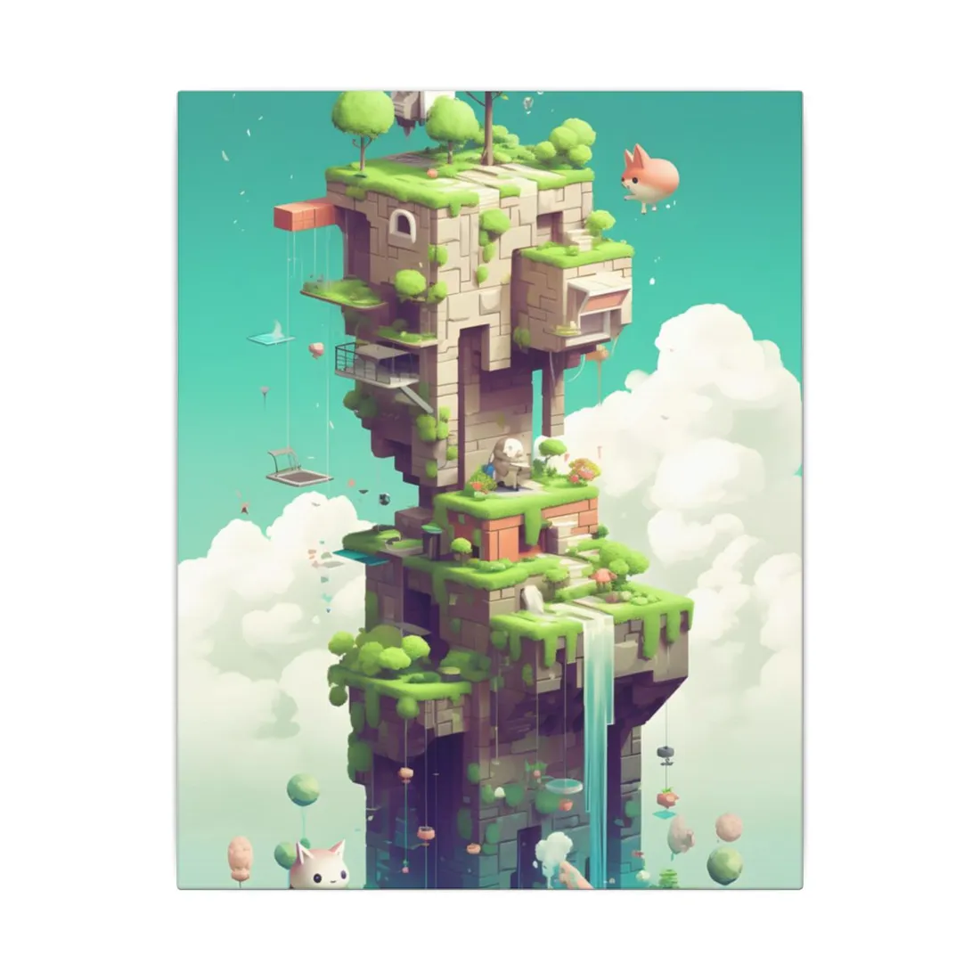 Pixelated Cyber-Pet World: A Group of Colorful Creatures - Canvas