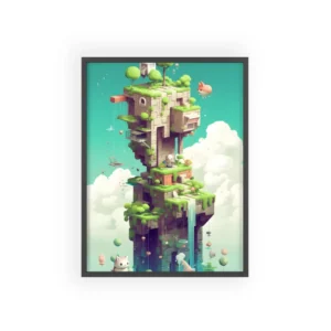 Mossy Stone Tower Island Framed Poster