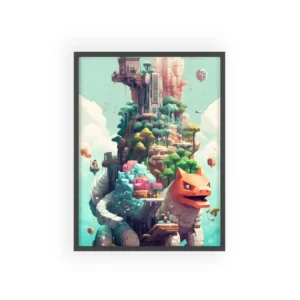 Island City on Giant Creature Framed Poster