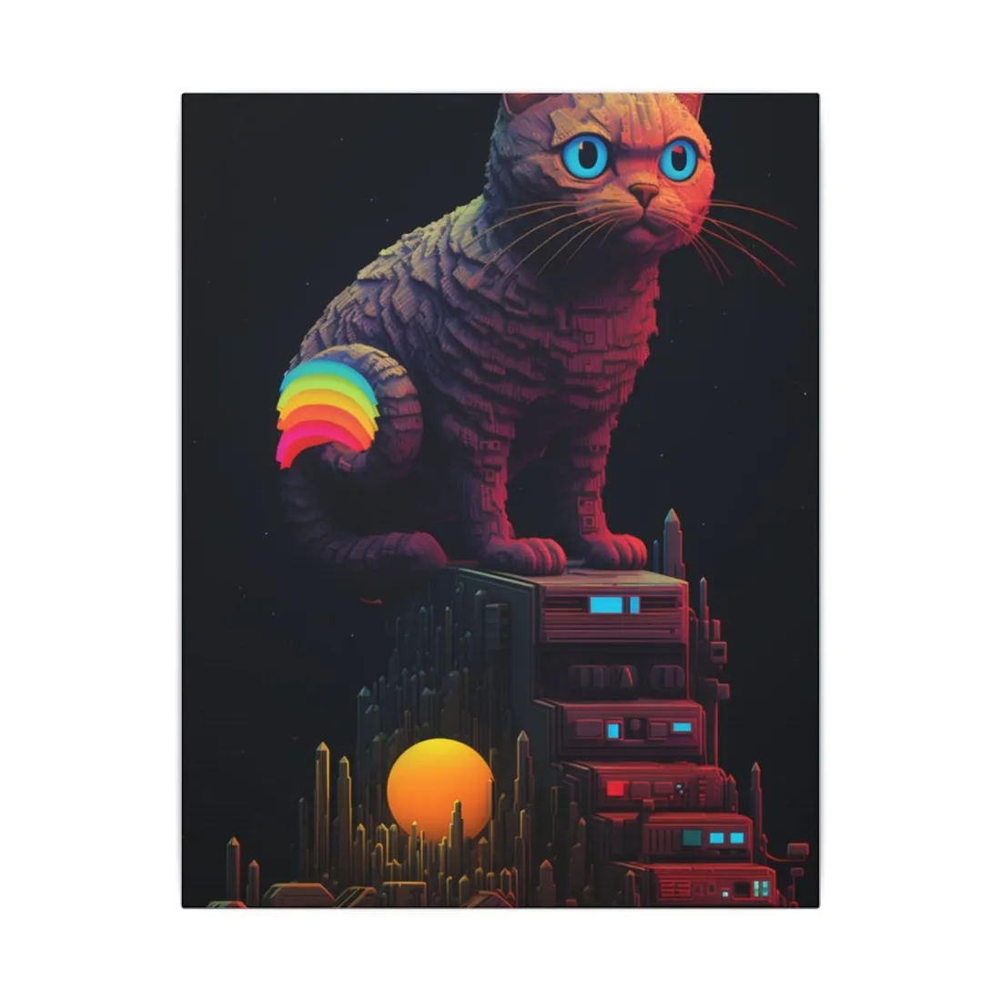 Pixelated Cyber Pets: Futuristic Digital Art - Canvas