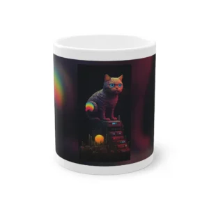 Pixel Cat Skyline Mug