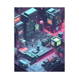 Isometric Neon Machine Complex Canvas Print