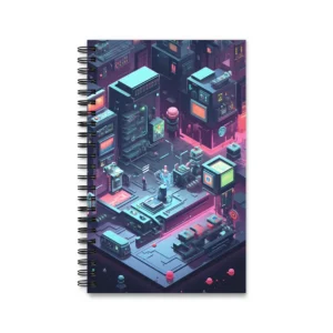 Isometric Neon Machine Complex Spiral Notebook