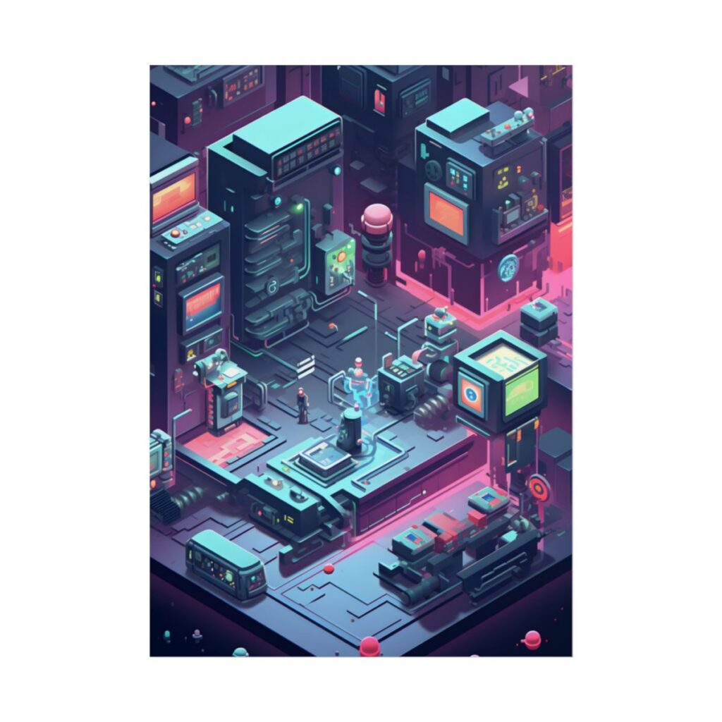 Pixelated Whimsy: Cyber-Pets in Fantasy Art - Poster