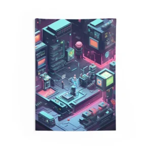 Isometric Neon Machine Complex Wall Tapestry