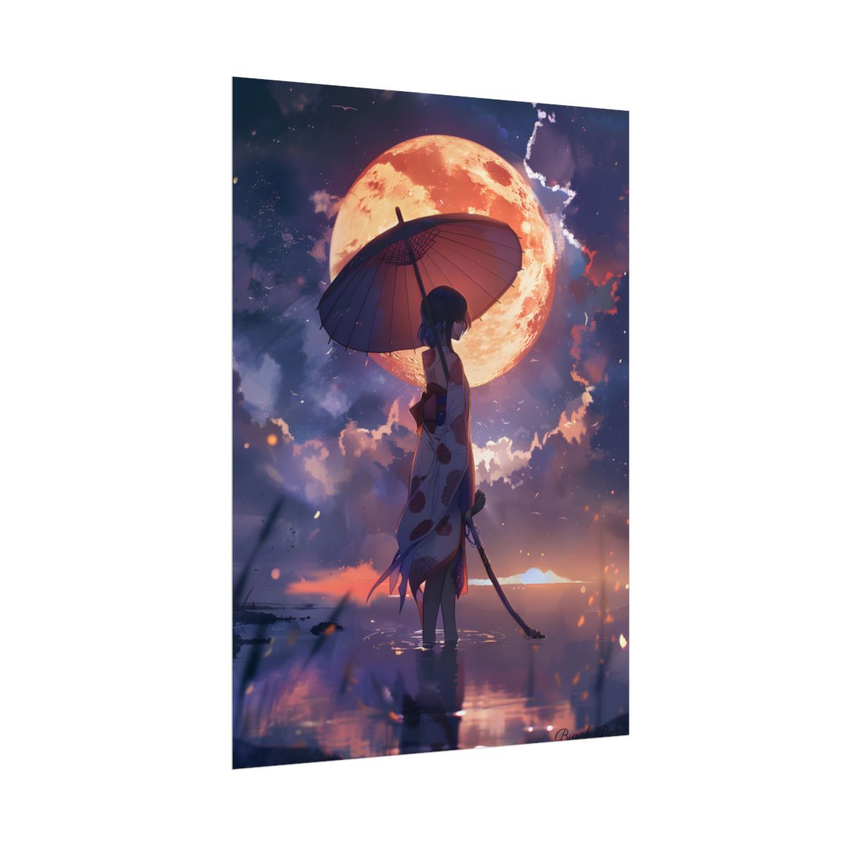 Playful Anime Girl: Outdoor Adventure with Umbrella and Friend - Poster