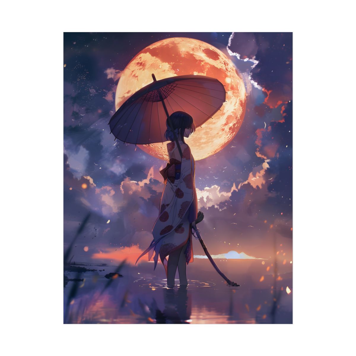 Playful Anime Girl: Outdoor Adventure with Umbrella and Friend - Poster