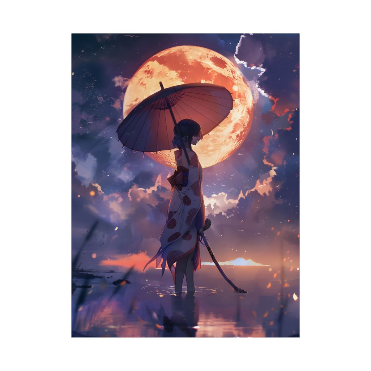 Playful Anime Girl: Outdoor Adventure with Umbrella and Friend - Poster